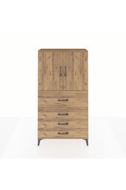 Arges Dolap 3 Raflı 4 Çekmeceli 2 Kapaklı 88x30x163 Çam-Çam