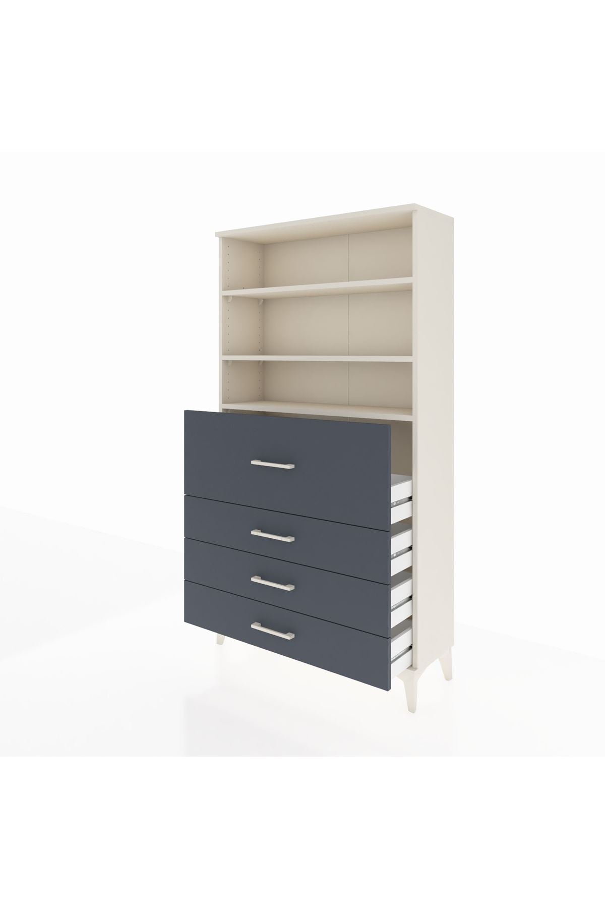 Arges Dolap 3 Raflı 4 Çekmeceli 88x30x163 Aytaşı-Antrasit