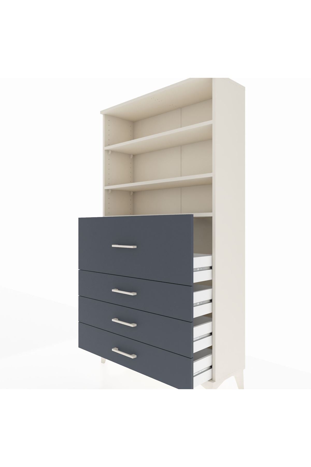 Arges Dolap 3 Raflı 4 Çekmeceli 88x30x163 Aytaşı-Antrasit