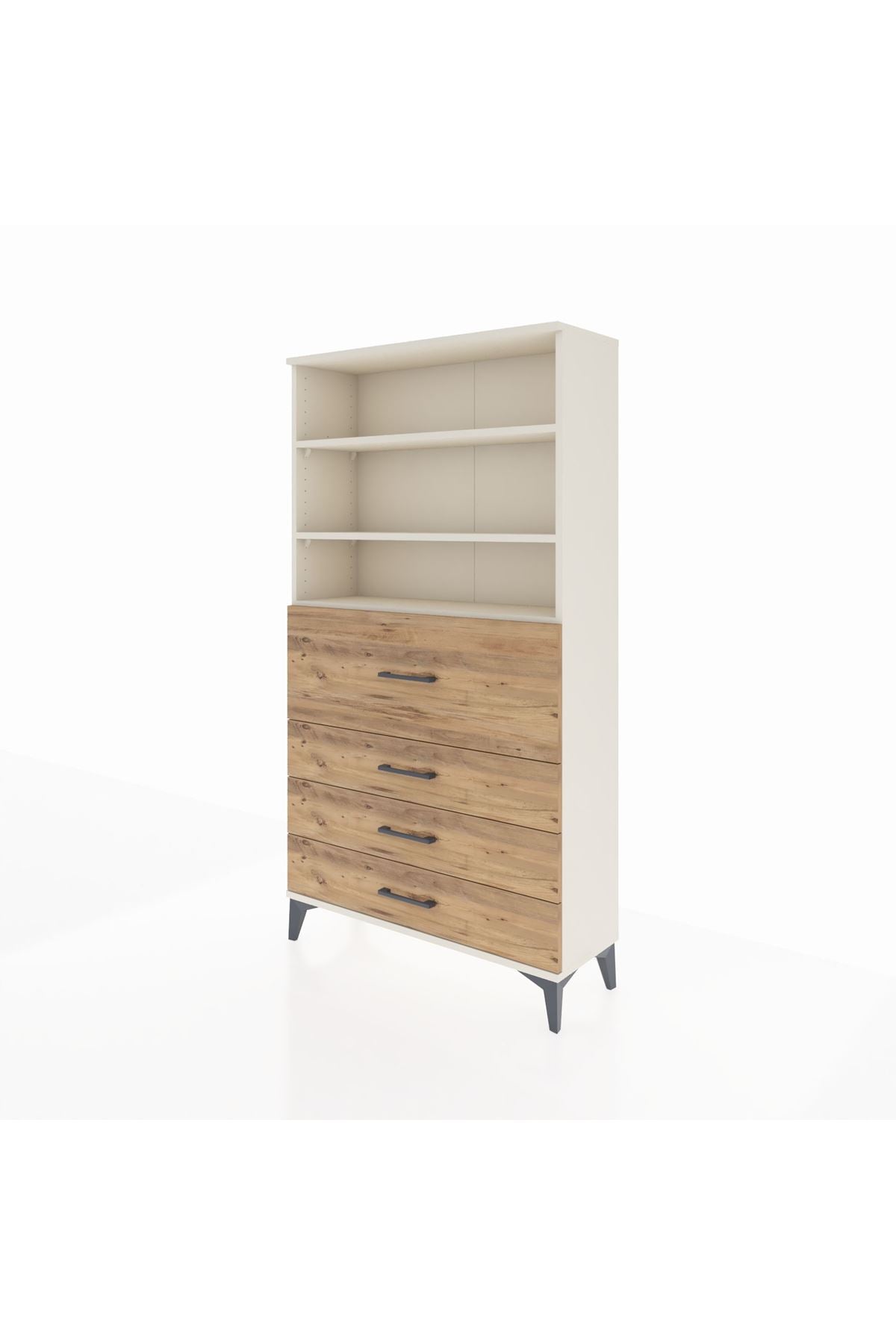 Arges Dolap 3 Raflı 4 Çekmeceli 88x30x163 Aytaşı-Çam