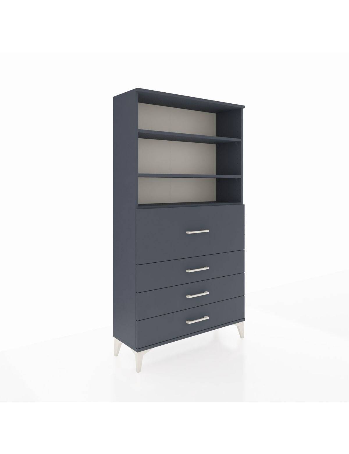 Arges Dolap 3 Raflı 4 Çekmeceli 88x30x163 Antrasit-Antrasit