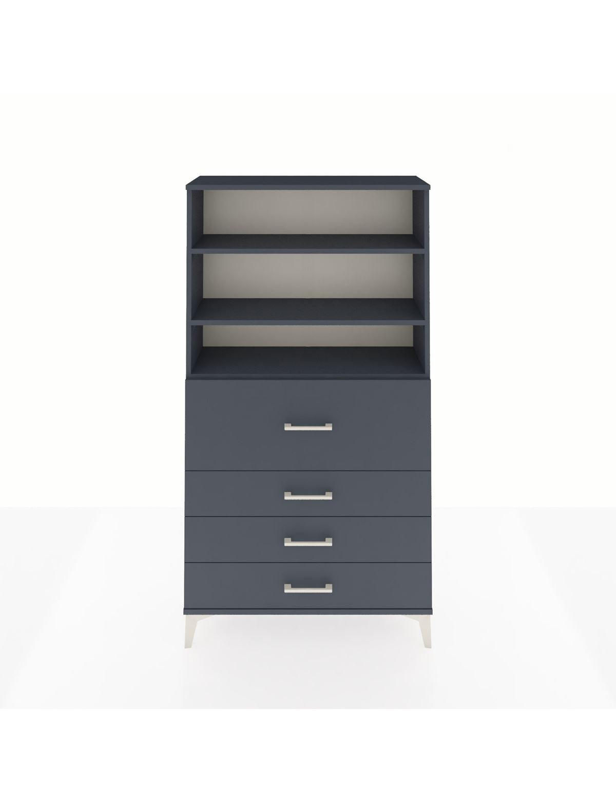 Arges Dolap 3 Raflı 4 Çekmeceli 88x30x163 Antrasit-Antrasit