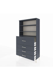 Arges Dolap 3 Raflı 4 Çekmeceli 88x30x163 Antrasit-Antrasit