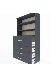 Arges Dolap 3 Raflı 4 Çekmeceli 88x30x163 Antrasit-Antrasit