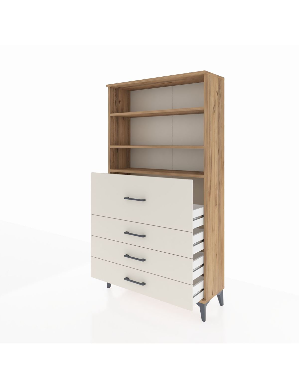 Arges Dolap 3 Raflı 4 Çekmeceli 88x30x163 - S21M138V7A