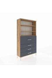 Arges Dolap 3 Raflı 4 Çekmeceli 88x30x163 Çam-Antrasit