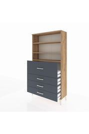 Arges Dolap 3 Raflı 4 Çekmeceli 88x30x163 Çam-Antrasit