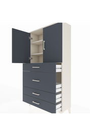 Arges Dolap 3 Raflı 4 Çekmeceli 2 Kapaklı 88x30x163 Aytaşı-Antrasit