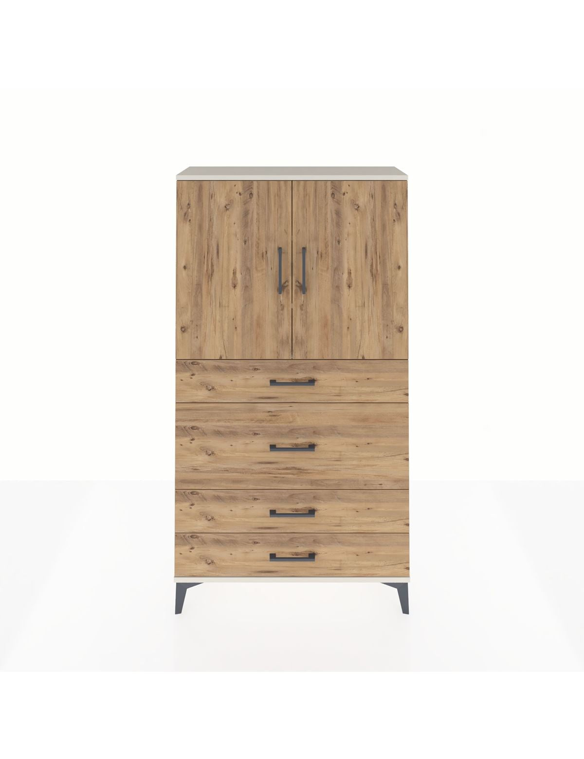 Arges Dolap 3 Raflı 4 Çekmeceli 2 Kapaklı 88x30x163 Aytaşı-Çam