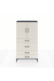 Arges Dolap 3 Raflı 4 Çekmeceli 2 Kapaklı 88x30x163 Antrasit-Aytaşı