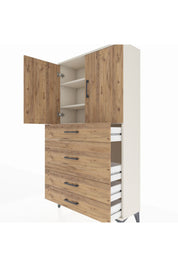 Arges Dolap 3 Raflı 4 Çekmeceli 2 Kapaklı 88x30x163 Aytaşı-Çam