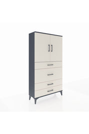 Arges Dolap 3 Raflı 4 Çekmeceli 2 Kapaklı 88x30x163 Antrasit-Aytaşı