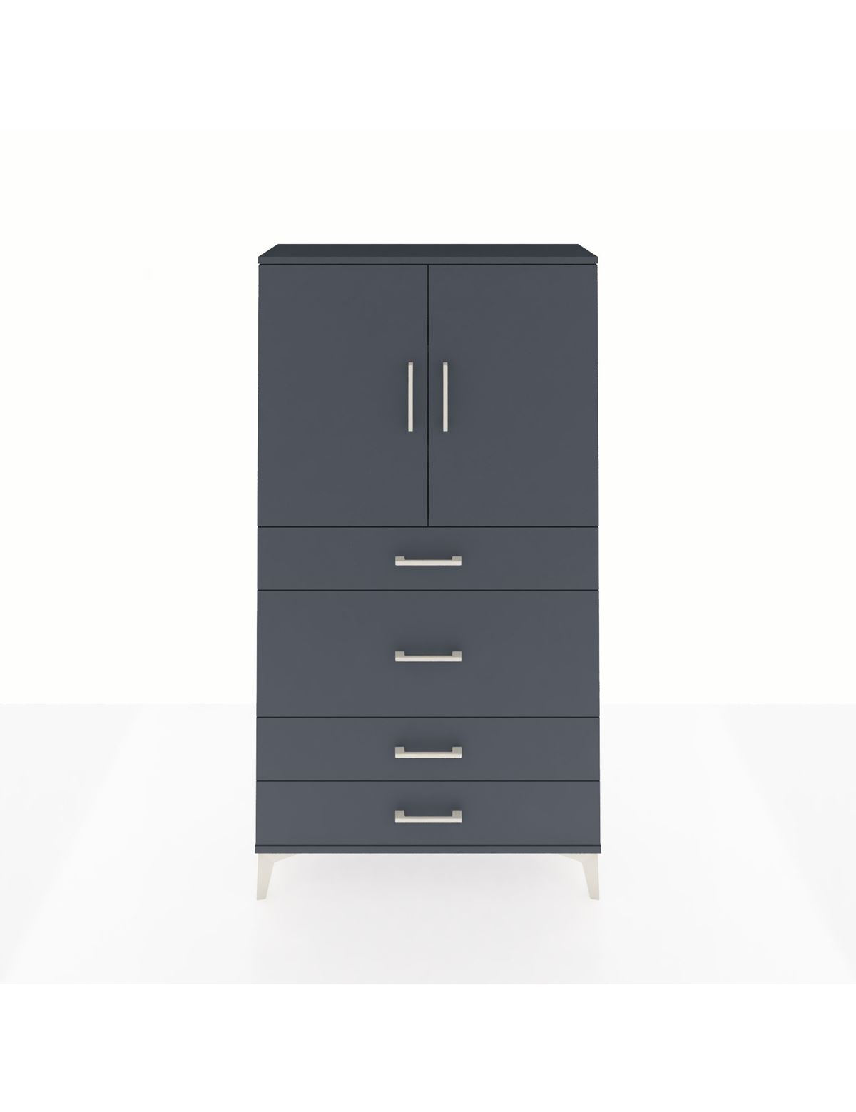 Arges Dolap 3 Raflı 4 Çekmeceli 2 Kapaklı 88x30x163 Antrasit-Antrasit