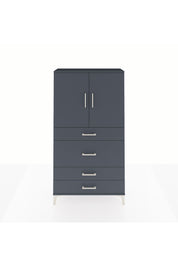 Arges Dolap 3 Raflı 4 Çekmeceli 2 Kapaklı 88x30x163 Antrasit-Antrasit