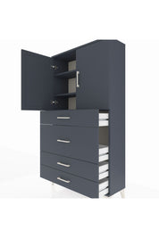 Arges Dolap 3 Raflı 4 Çekmeceli 2 Kapaklı 88x30x163 Antrasit-Antrasit