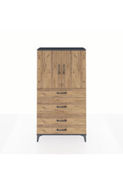 Arges Dolap 3 Raflı 4 Çekmeceli 2 Kapaklı 88x30x163 Antrasit-Çam