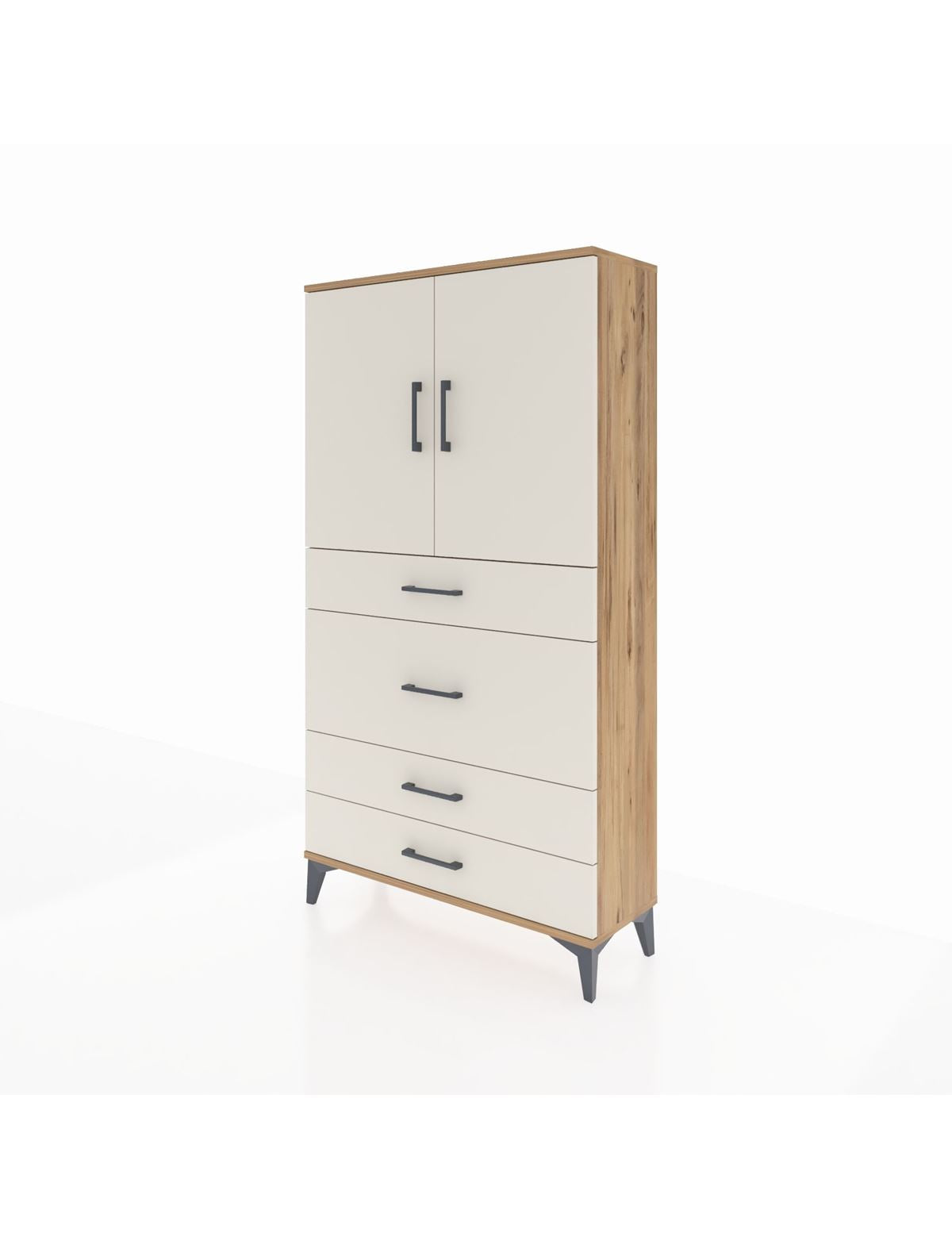 Arges Dolap 3 Raflı 4 Çekmeceli 2 Kapaklı 88x30x163 - S21M139V7A