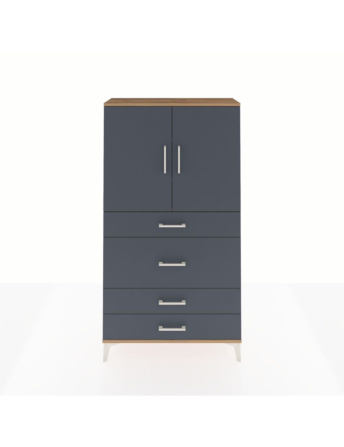 Arges Dolap 3 Raflı 4 Çekmeceli 2 Kapaklı 88x30x163 Çam-Antrasit