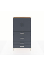 Arges Dolap 3 Raflı 4 Çekmeceli 2 Kapaklı 88x30x163 Çam-Antrasit