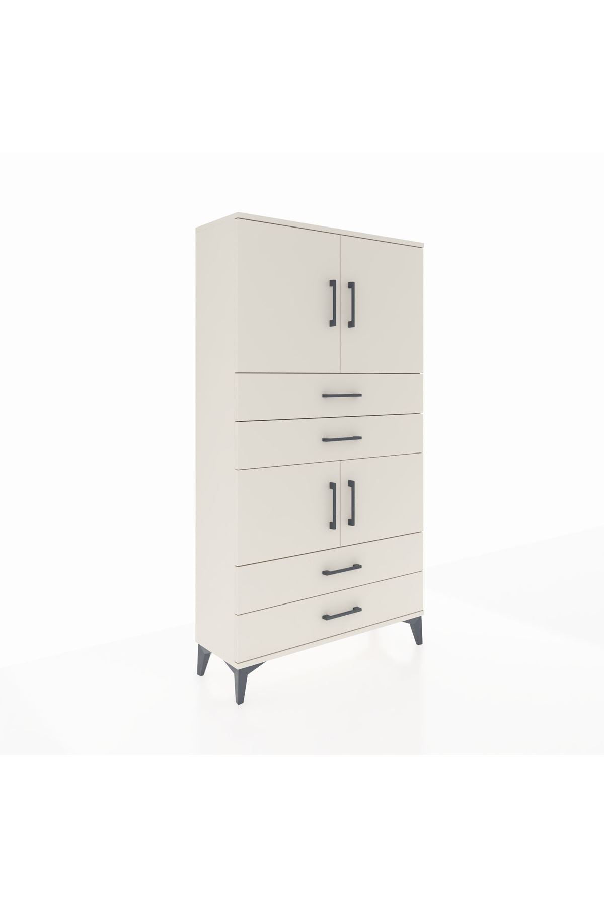 Arges Dolap 3 Raflı 4 Çekmeceli 4 Kapaklı 88x30x163 Aytaşı-Aytaşı