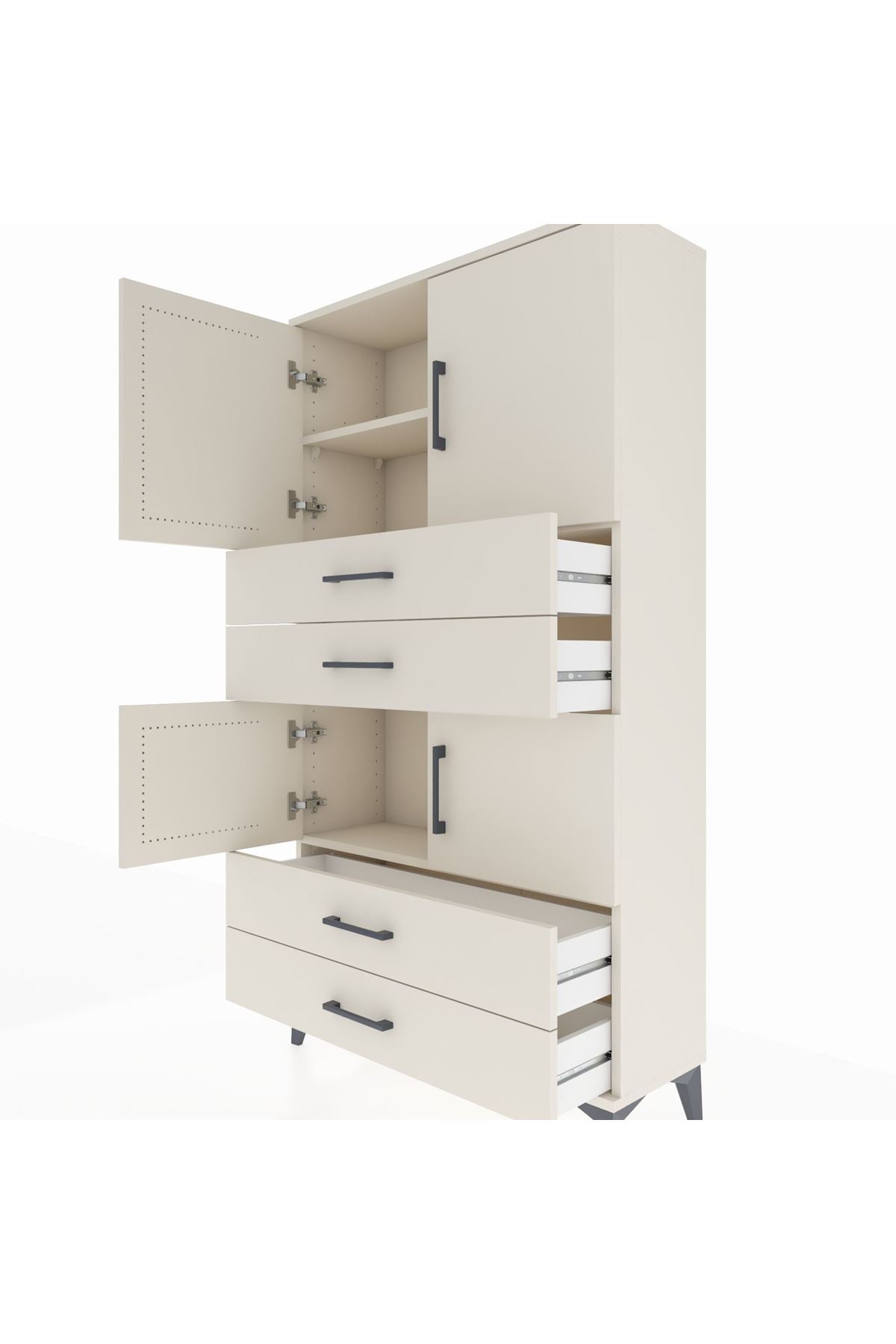 Arges Dolap 3 Raflı 4 Çekmeceli 4 Kapaklı 88x30x163 Aytaşı-Aytaşı