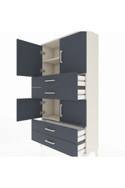 Arges Dolap 3 Raflı 4 Çekmeceli 4 Kapaklı 88x30x163 Aytaşı-Antrasit