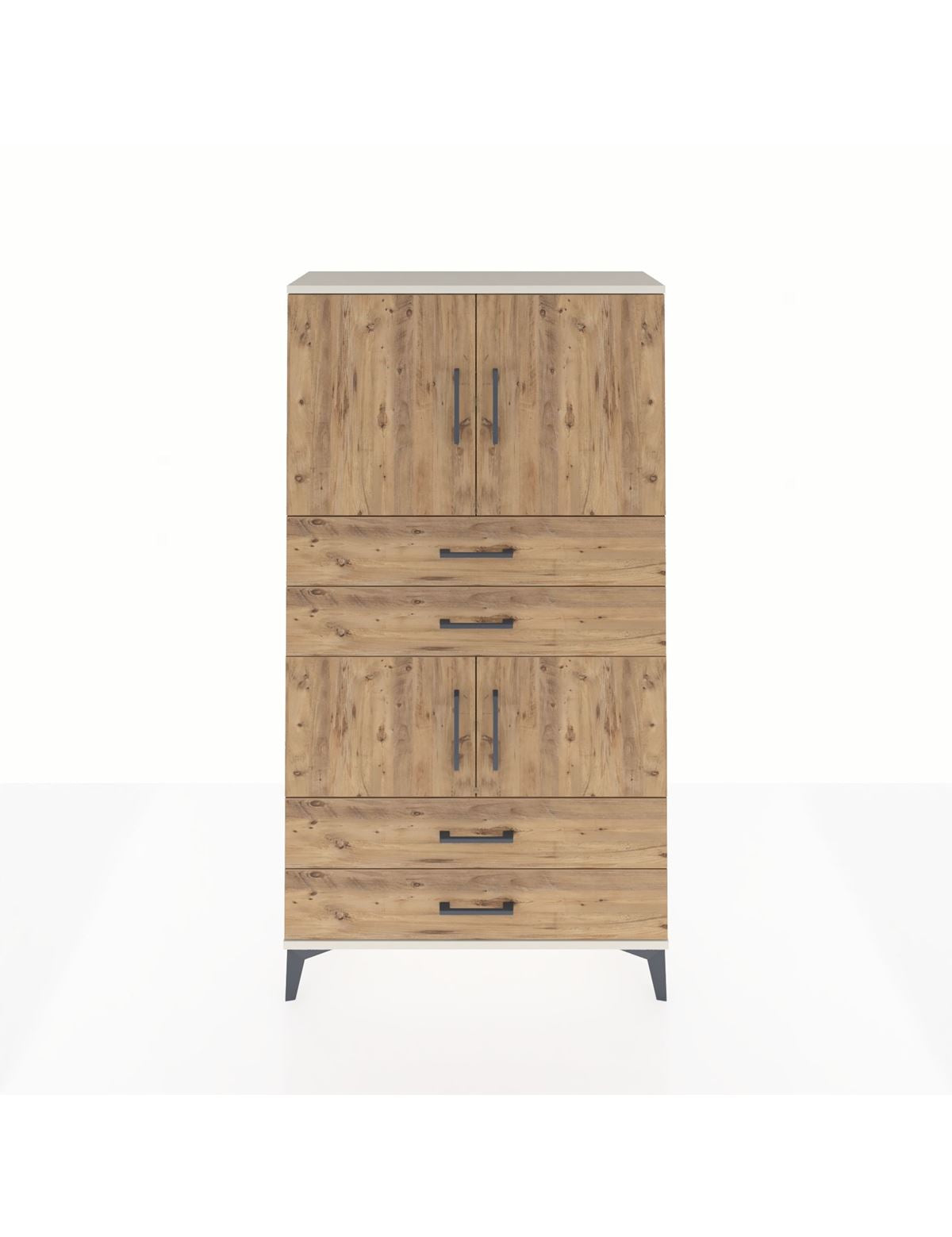 Arges Dolap 3 Raflı 4 Çekmeceli 4 Kapaklı 88x30x163 Aytaşı-Çam