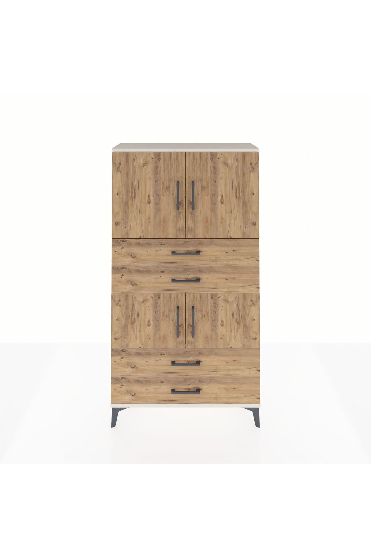 Arges Dolap 3 Raflı 4 Çekmeceli 4 Kapaklı 88x30x163 Aytaşı-Çam