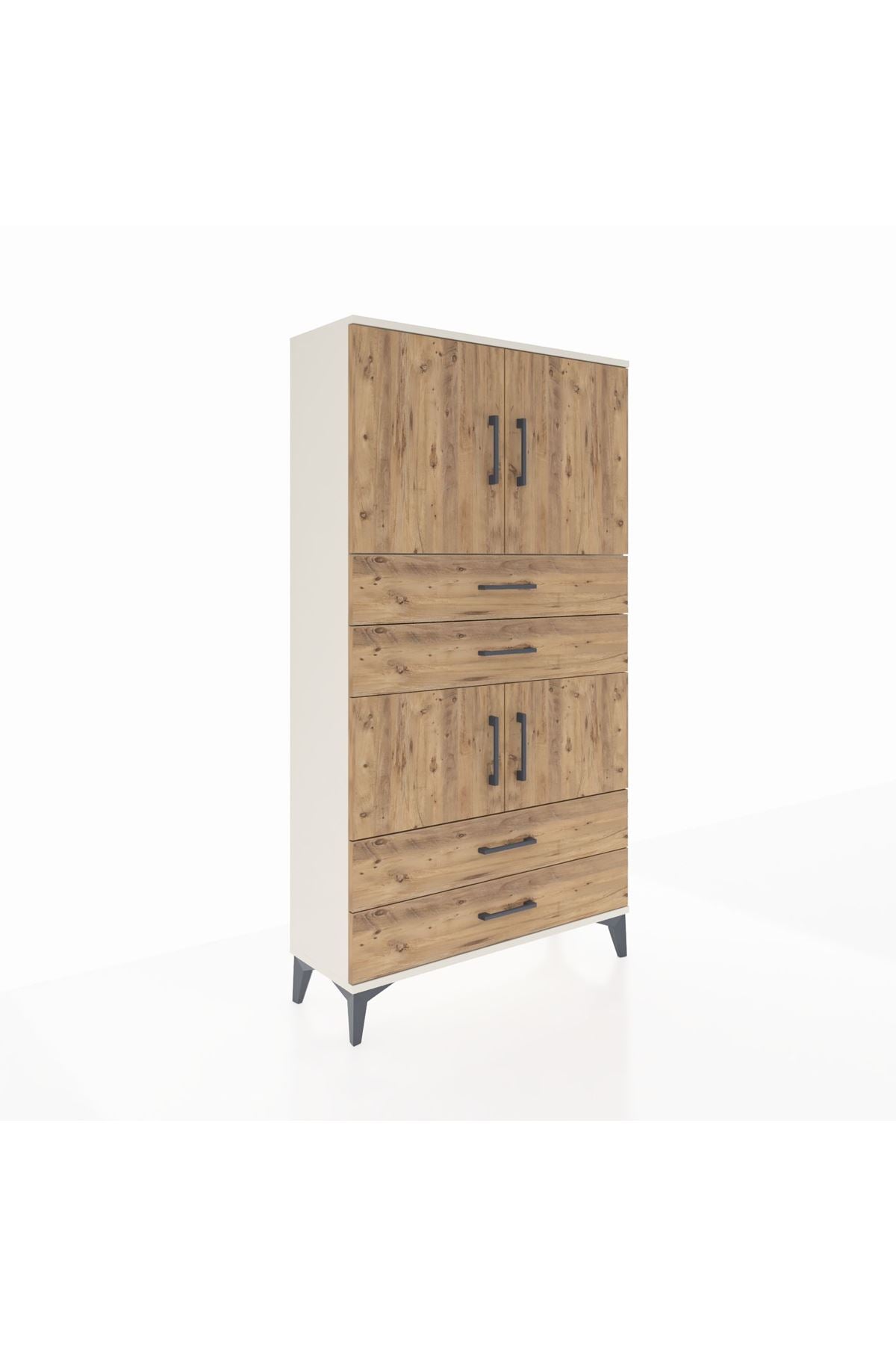 Arges Dolap 3 Raflı 4 Çekmeceli 4 Kapaklı 88x30x163 Aytaşı-Çam