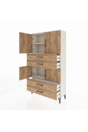 Arges Dolap 3 Raflı 4 Çekmeceli 4 Kapaklı 88x30x163 Aytaşı-Çam