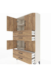 Arges Dolap 3 Raflı 4 Çekmeceli 4 Kapaklı 88x30x163 Aytaşı-Çam