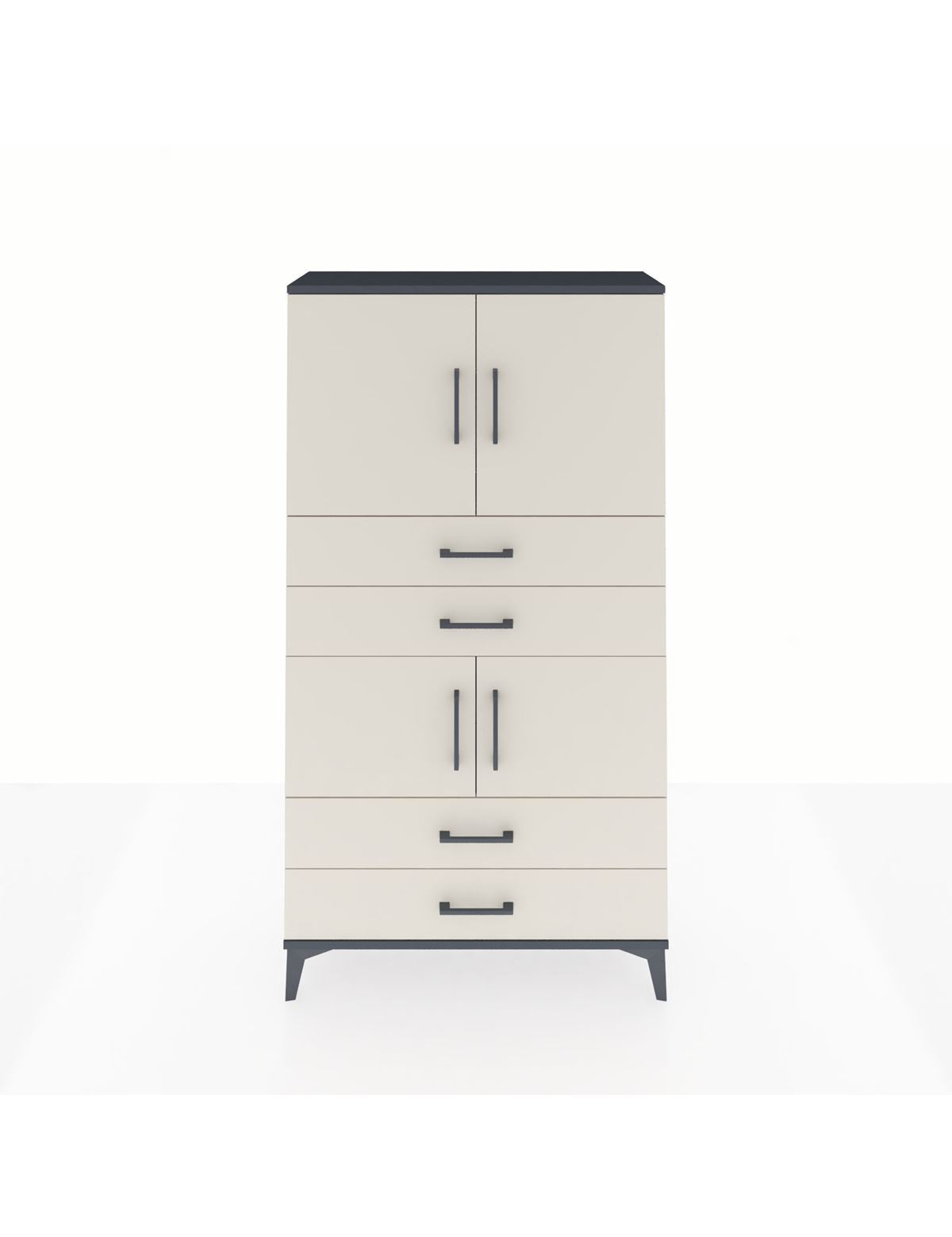 Arges Dolap 3 Raflı 4 Çekmeceli 4 Kapaklı 88x30x163 Antrasit-Aytaşı