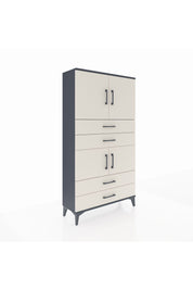 Arges Dolap 3 Raflı 4 Çekmeceli 4 Kapaklı 88x30x163 Antrasit-Aytaşı