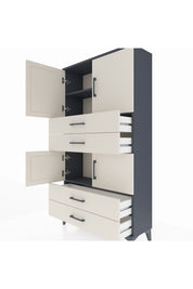 Arges Dolap 3 Raflı 4 Çekmeceli 4 Kapaklı 88x30x163 Antrasit-Aytaşı