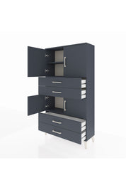 Arges Dolap 3 Raflı 4 Çekmeceli 4 Kapaklı 88x30x163 Antrasit-Antrasit