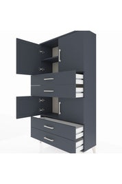 Arges Dolap 3 Raflı 4 Çekmeceli 4 Kapaklı 88x30x163 Antrasit-Antrasit