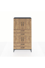 Arges Dolap 3 Raflı 4 Çekmeceli 4 Kapaklı 88x30x163 Antrasit-Çam