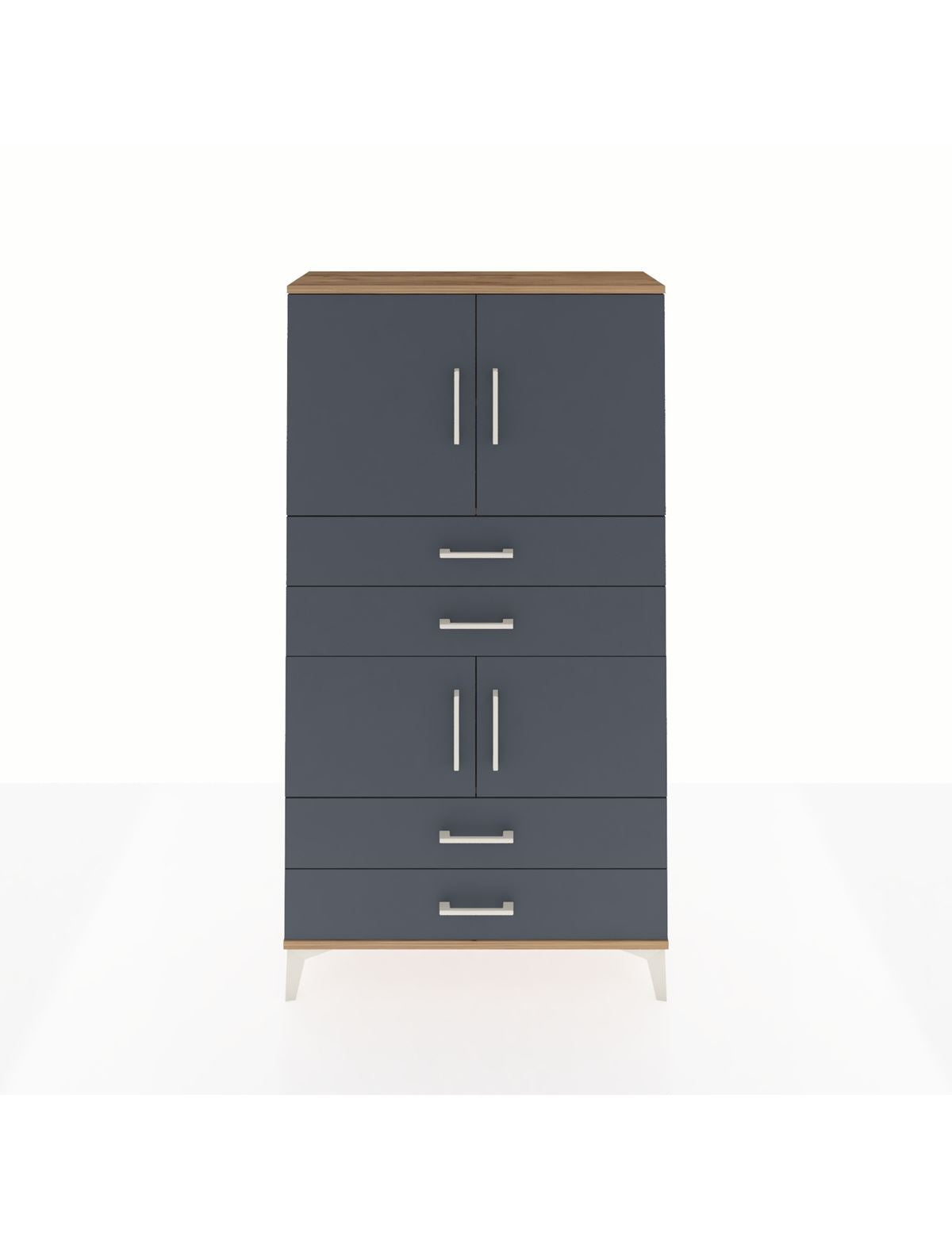 Arges Dolap 3 Raflı 4 Çekmeceli 4 Kapaklı 88x30x163 Çam-Antrasit