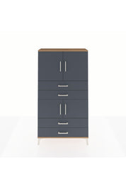 Arges Dolap 3 Raflı 4 Çekmeceli 4 Kapaklı 88x30x163 Çam-Antrasit