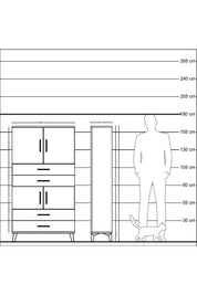 Arges Dolap 3 Raflı 4 Çekmeceli 4 Kapaklı 88x30x163 Çam-Antrasit