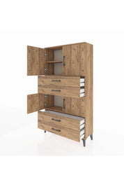 Arges Dolap 3 Raflı 4 Çekmeceli 4 Kapaklı 88x30x163 Çam-Çam