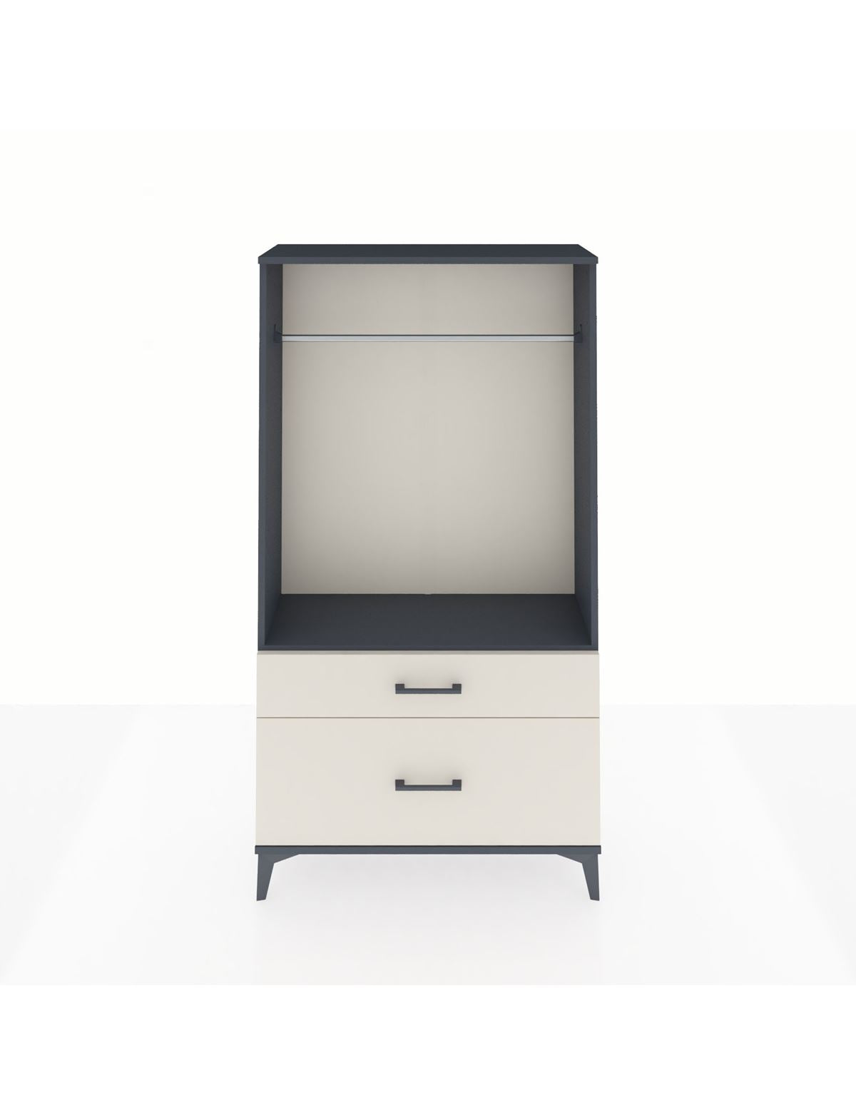 Arges Dolap Tek Raflı 2 Çekmeceli Tek Askılı 88x30x163 Antrasit-Aytaşı