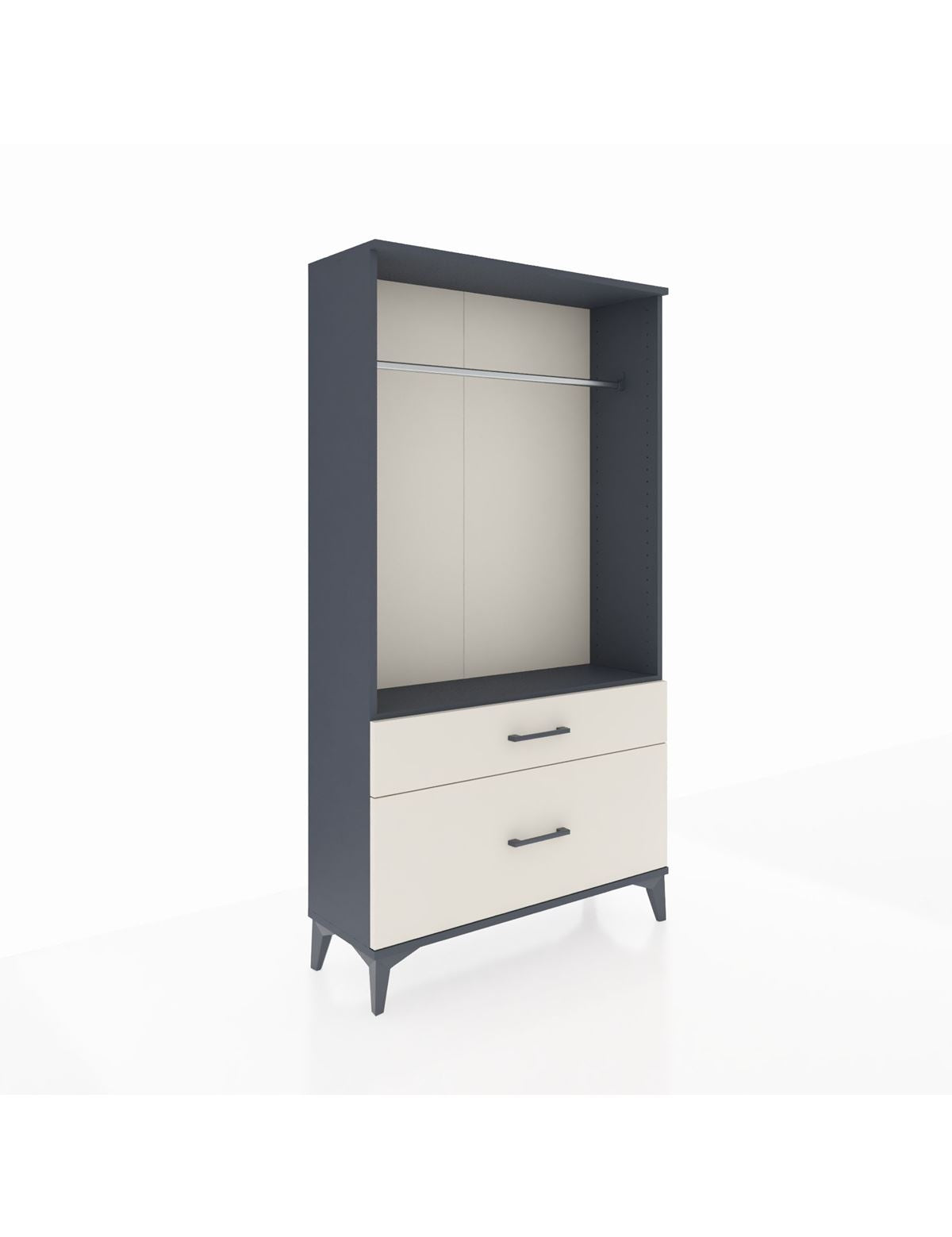 Arges Dolap Tek Raflı 2 Çekmeceli Tek Askılı 88x30x163 Antrasit-Aytaşı