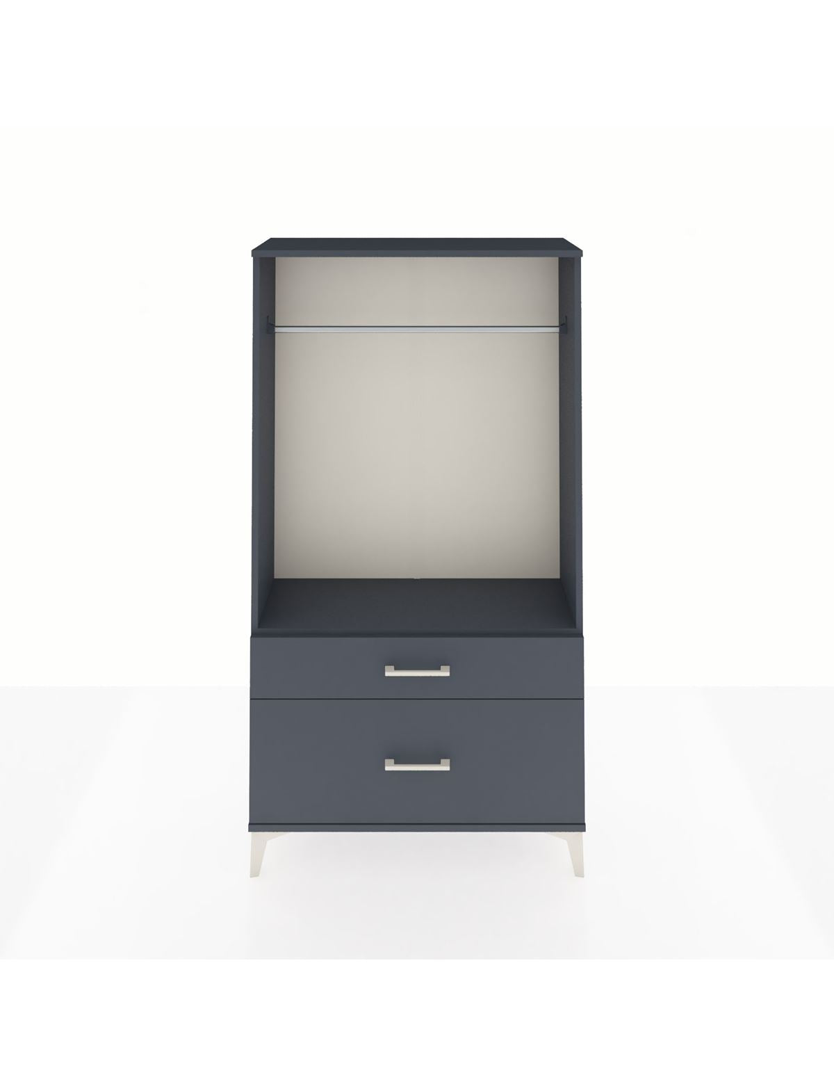 Arges Dolap Tek Raflı 2 Çekmeceli Tek Askılı 88x30x163 Antrasit-Antrasit