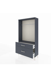 Arges Dolap Tek Raflı 2 Çekmeceli Tek Askılı 88x30x163 Antrasit-Antrasit