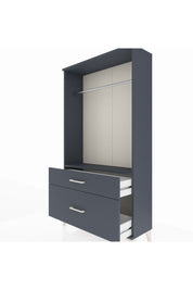 Arges Dolap Tek Raflı 2 Çekmeceli Tek Askılı 88x30x163 Antrasit-Antrasit