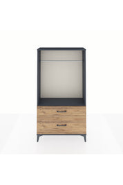 Arges Dolap Tek Raflı 2 Çekmeceli Tek Askılı 88x30x163 Antrasit-Çam