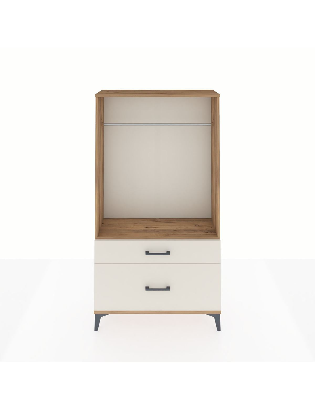 Arges Dolap Tek Raflı 2 Çekmeceli Tek Askılı 88x30x163 Çam-Aytaşı