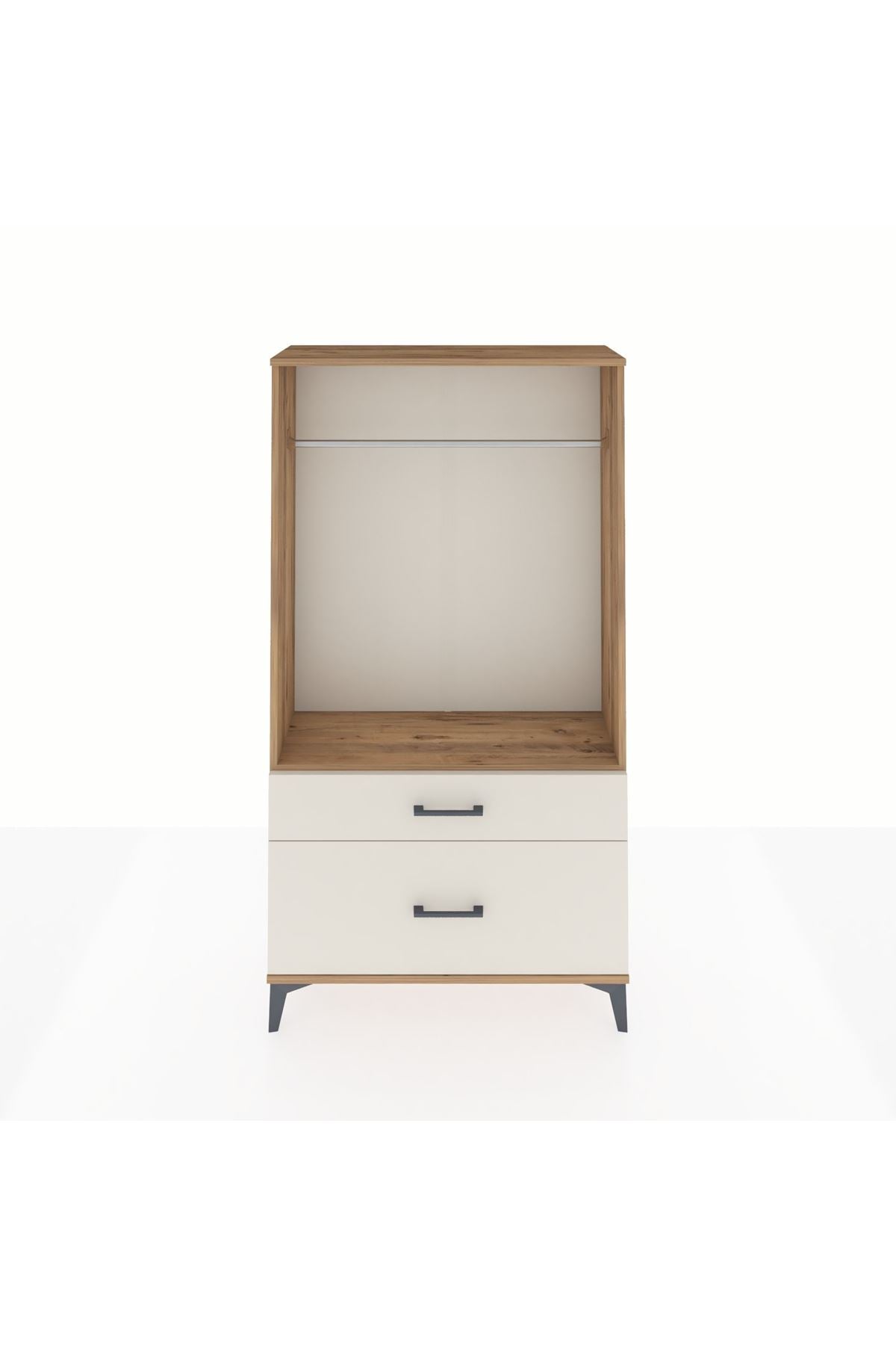Arges Dolap Tek Raflı 2 Çekmeceli Tek Askılı 88x30x163 Çam-Aytaşı