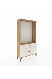 Arges Dolap Tek Raflı 2 Çekmeceli Tek Askılı 88x30x163 Çam-Aytaşı